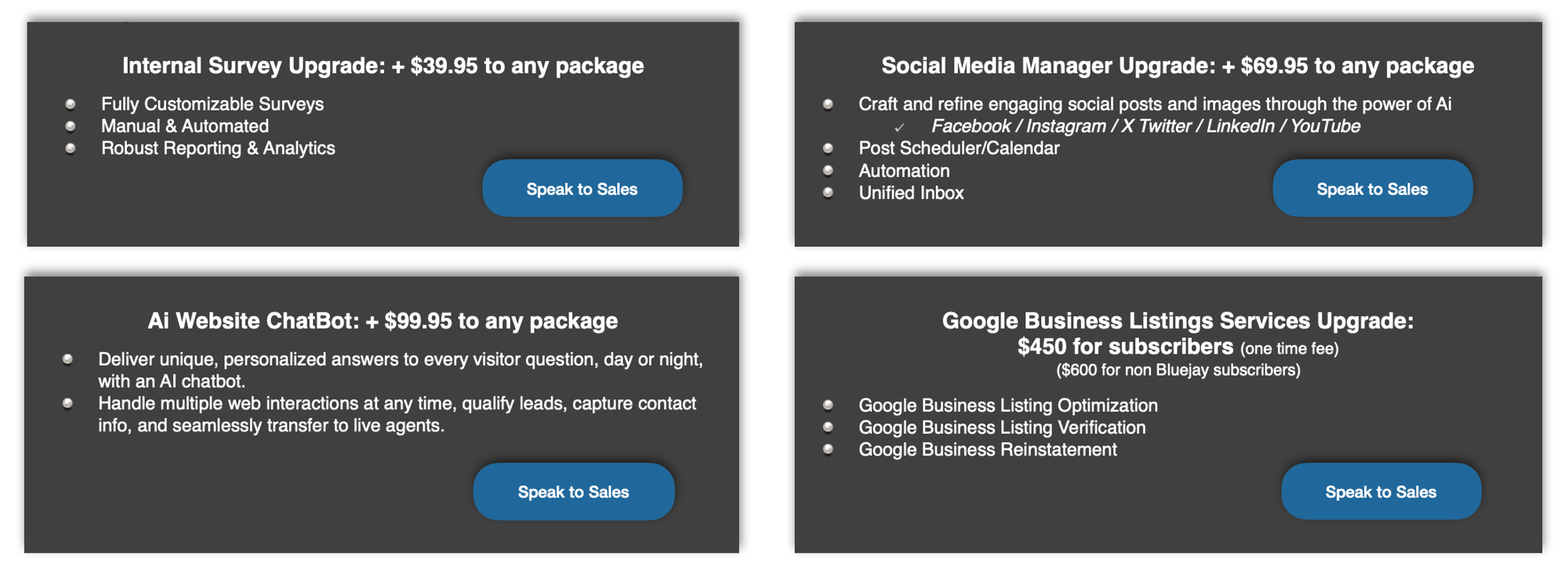 Add ons for any package